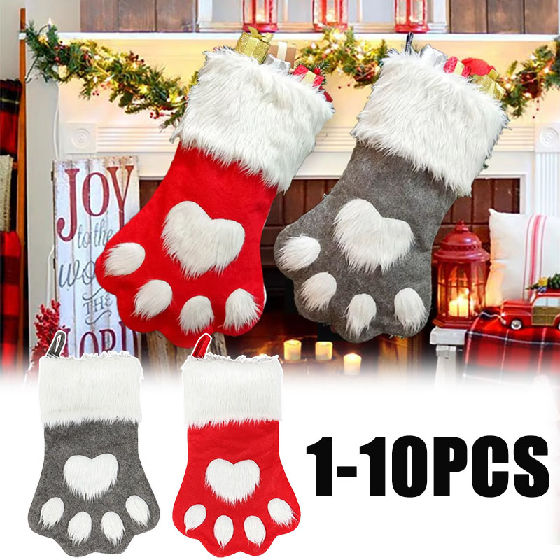 Christmas Stocking Hanging - 1/3/5/10PCS Cute Large Capacity Hanging Dog