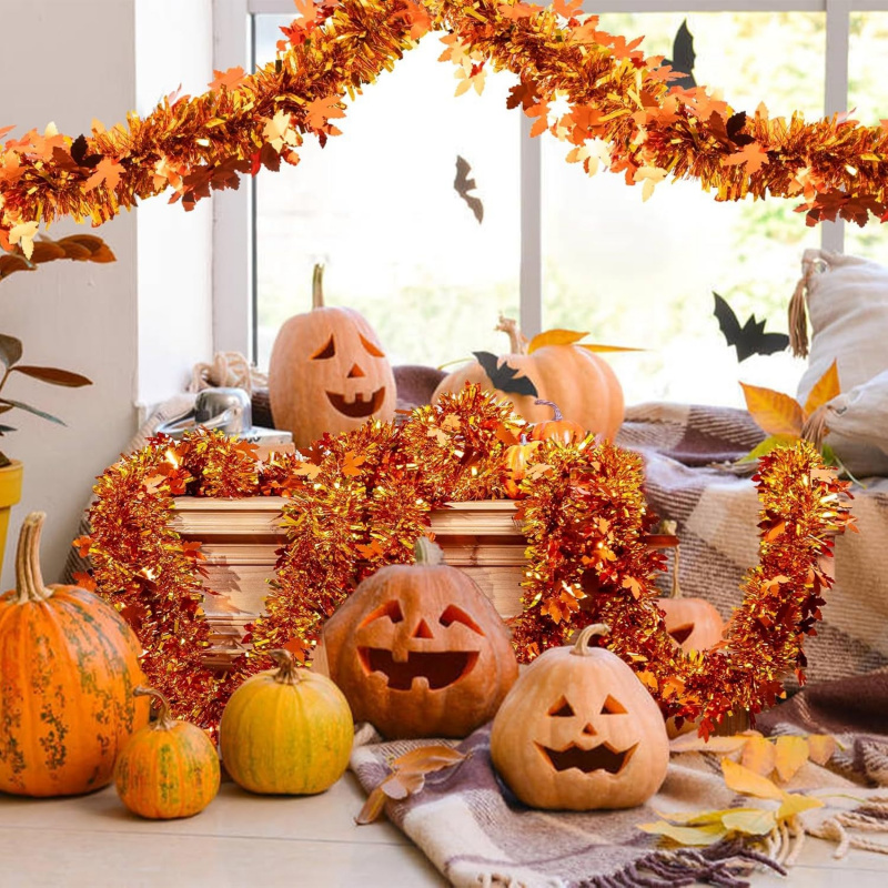 2pcs Thanksgiving Fall Maple L - Tinsel Garland Decoration ulasan dan harga
