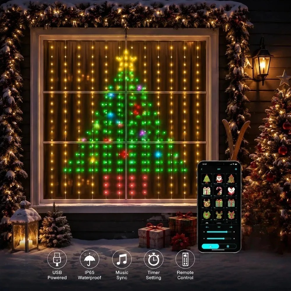 LED Pixel Curtain Lights Bluet - Led Fairy String Lights ulasan dan harga
