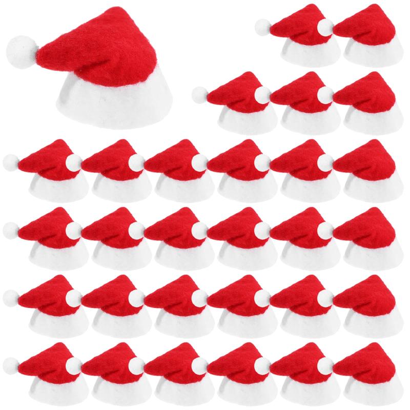 NEW 30 PCS Mini Christmas Sant - Santa Hat Plush ulasan dan harga