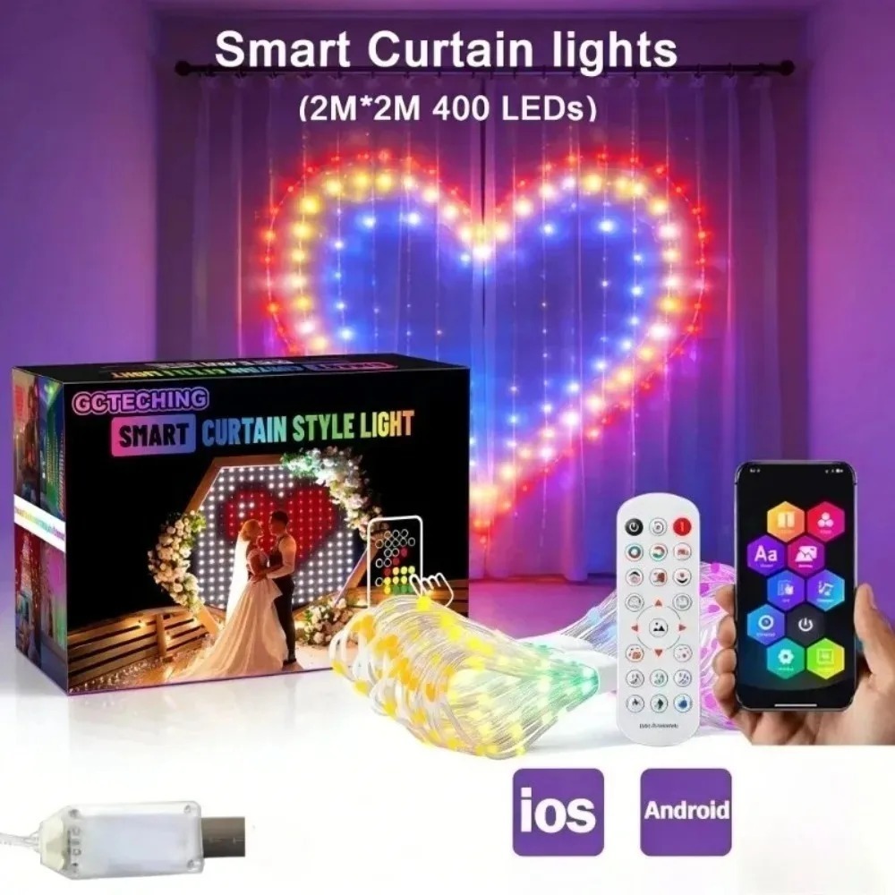 Smart RGB LED Curtain Lights B - Led Fairy String Lights ulasan dan harga